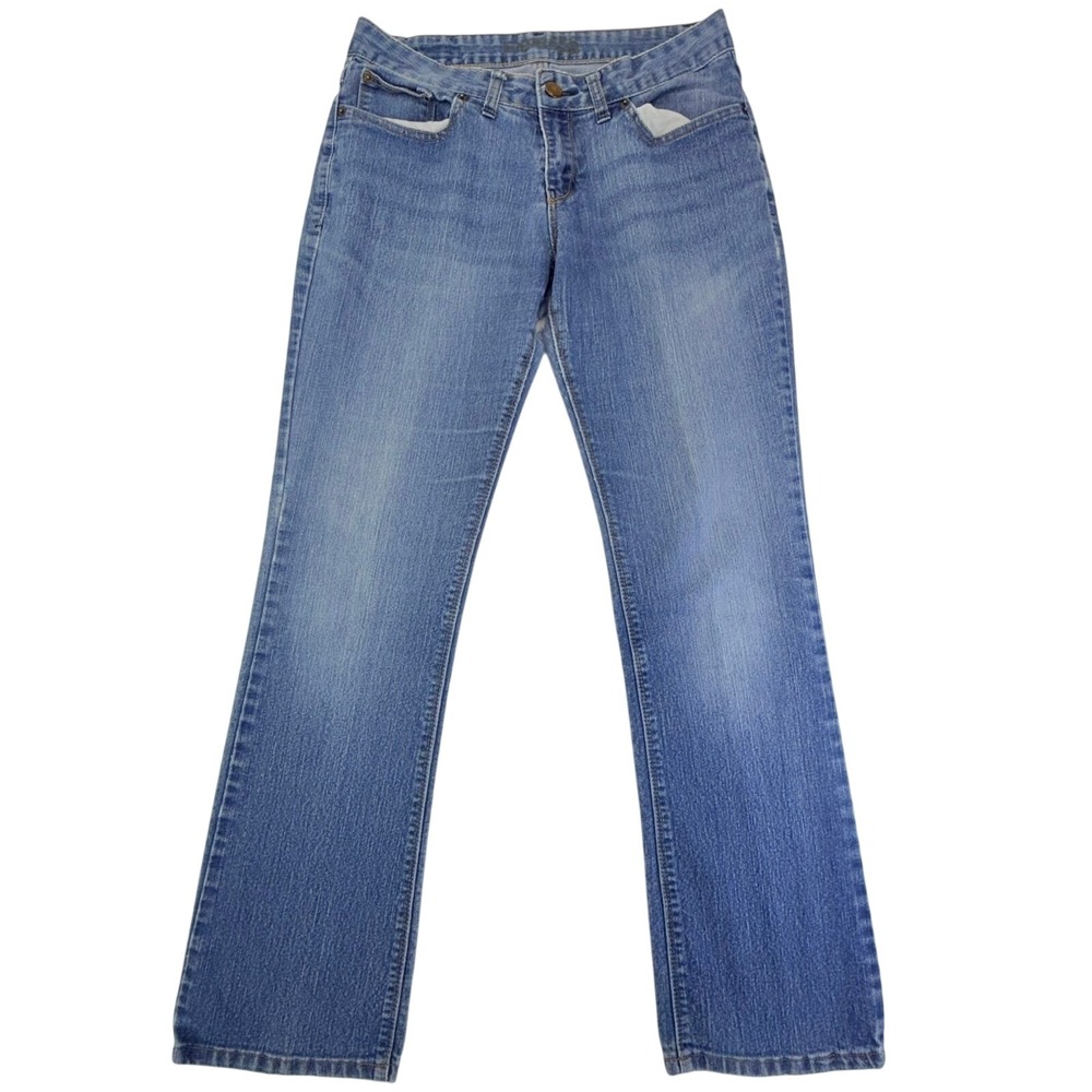 VTG Express THRASHED Jeans Womens 8 Blue Medium Wash Straight Leg Denim Mid Rise